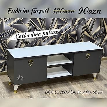 60 70 masa: Yeni Tv stendler Endirimdə 90 azn Ölçü: Uz 120 / dər. 35 / hün 52 sm — 3