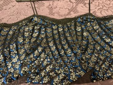 силиконовый бюстгальтер пуш ап: Qara-mavi rəng çalarlarında, payetlərlə işlənmiş şəbəkə/parça — 4