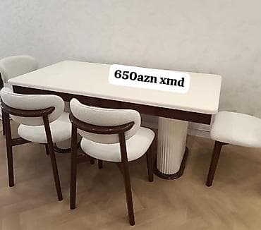kunc dıvan: Mətbəx/Qonaq otağı üçün yemək dəsti - Dəst: 1 masa + 4 stul - Masa — 1