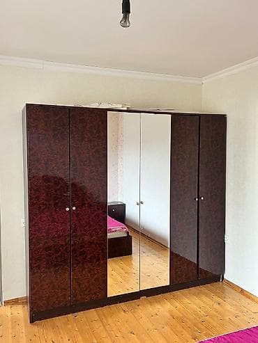 4 qapılı, Güzgülü, Qəhvəyi, Açılan, Düz dolab