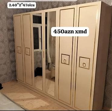hamam skaflari: Yeni, 5 qapı, Güzgülü, Bej, Açılan, Düz dolab — 1