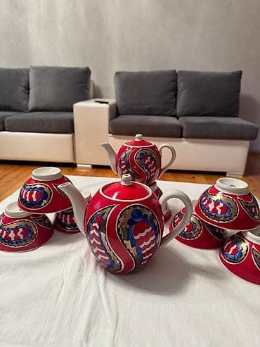 piyalə: Çay dəsti, rəng - Qırmızı, Farfor — 2