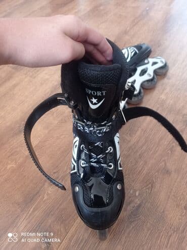 детские самокаты с родительской ручкой: İnline konkisürmə üçün təkərli konki - Rəng: qara-ağ - Üzərində — 2