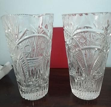 icki: Kəsimli kristal guldan– 2 ədəd dəst - Material: qalın, şəffaf kristal — 1
