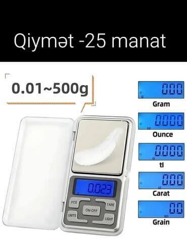 dəngə qabı qiyməti: Zərgərlik tərəzisi. - Ölçü diapazonu: 0.01–500 qram - 5 ölçü vahidi — 1