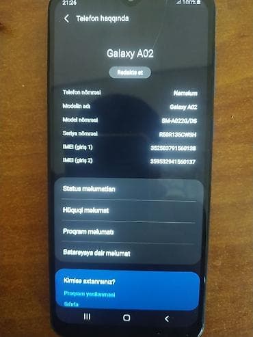 j5 samsung 2015: Samsung Galaxy A02, rəng - Mavi, İki sim kartlı — 2