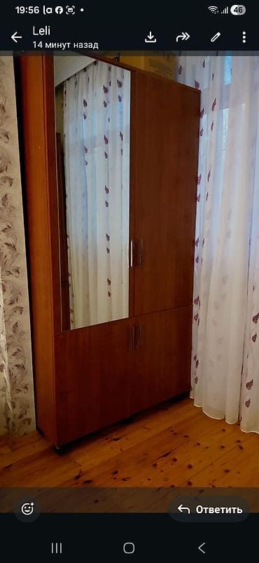 asilqan: Güzgülü qarderob şkaf - Material: taxta/laminat səth, isti qəhvəyi — 1