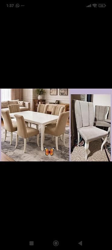 Qonaq otağı üçün, İşlənmiş, Dördbucaq masa, 6 stul