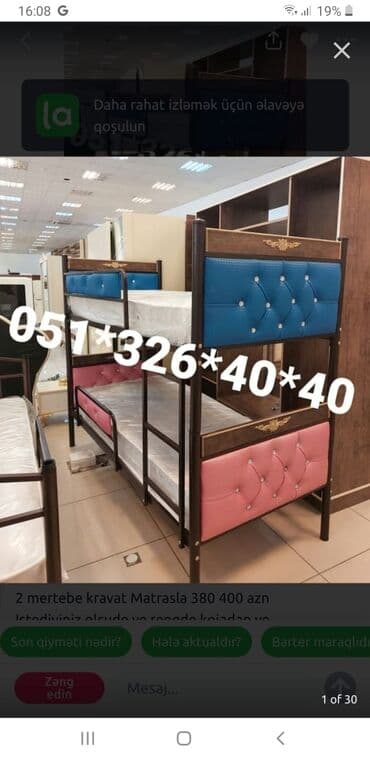 tek çarpayı: Oğlan və qız üçün, Yeni, Çarpayı, Matras ilə, Siyirməsiz — 6