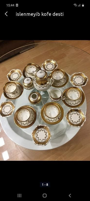 Almanyadan service desti, ishlenmeyib, gedimidir. kofe destdir + 6