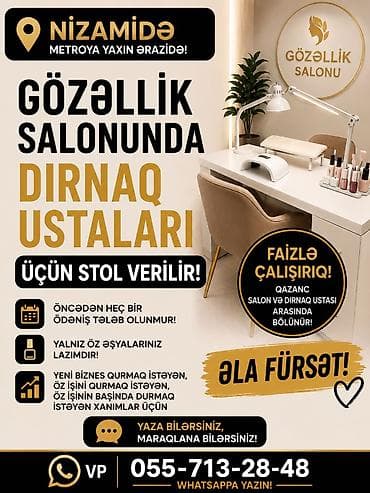 online operator isi: Dırnaq ustası tələb olunur, Yerin icarəsi — 1