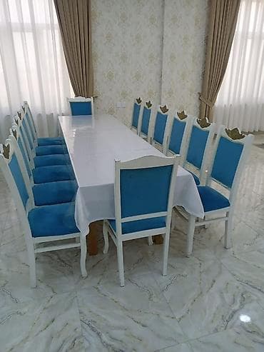 oturacaq stul: Qonaq otağı üçün, Açılmayan, Dördbucaq masa, 12 stul — 1