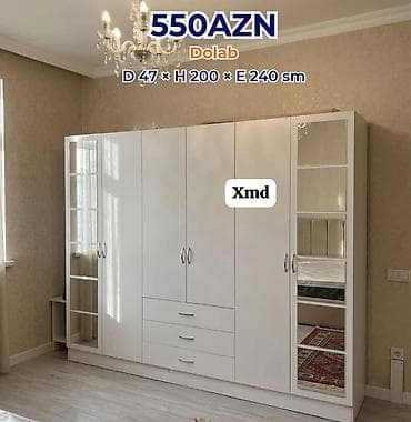 qapi avropa: Dolab – 550 AZN Ölçülər: Dərinlik 47 sm × Hündürlük 200 sm × En 240 — 1