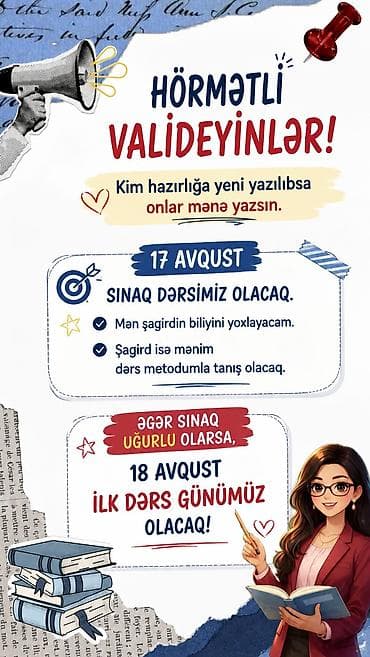 tib isi: İbtidai sinif müəllimi, 3-5 illik təcrübə, Tam iş günü — 2