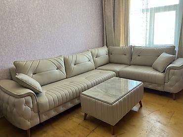 isti: Künc divan dəsti – zərif krem rəngində, müasir dizayn. - L‑şəkilli — 1
