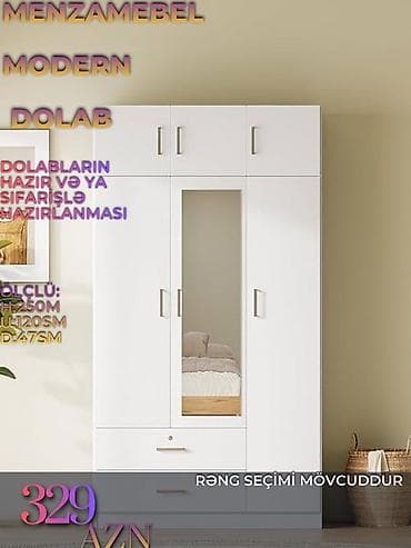 plastic qapi: Yeni, 3 qapılı, Güzgülü, Digər rəng, Digər material, Açılan, Düz dolab — 1