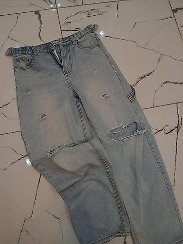 monaco saat: Məhsul: Açıq mavi rəngdə cins şalvar - Kəsim: Geniş/relaxed fit, düz — 3