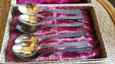 серебряные ложки: Чайные ложки позолоченные таллин 6 штук — 2