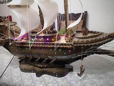 Velosiped aksesuarları: Dekorativ yelkənli gəmi maketi – işıqlı El işidir - Material: ağac və — 5