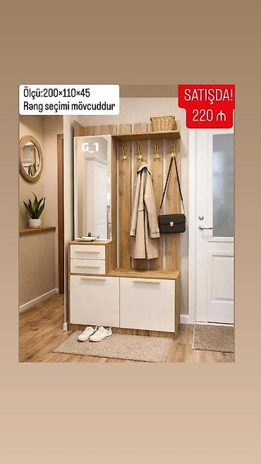Dəhliz üçün funksional asılqan dolabı və komod seti Ölçü: 200 × 110 × at lalafo.az Dəhliz üçün funksional asılqan dolabı və komod seti Ölçü: 200 × 110 ×