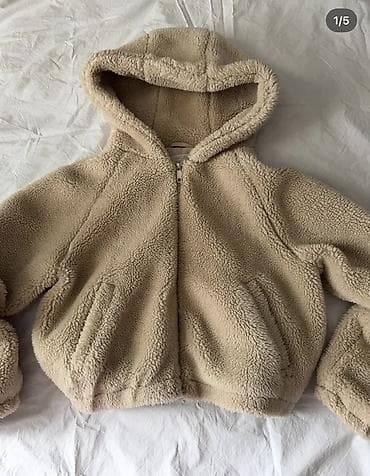 Bodi: Kapüşonlu teddy/fleece jaket pull&bear - Rəng: bej (tünd krem) - — 1