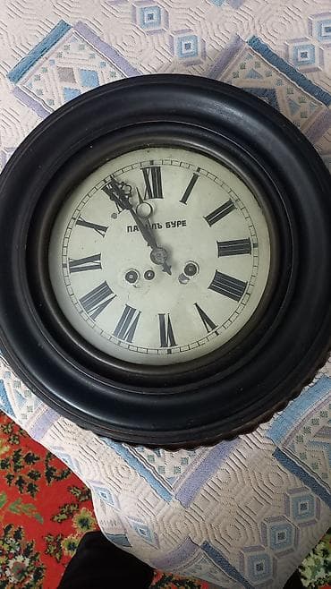 Velosiped aksesuarları: Antik divar saatı – “Павелъ Буре” - Klassik dairəvi korpus, qara — 2