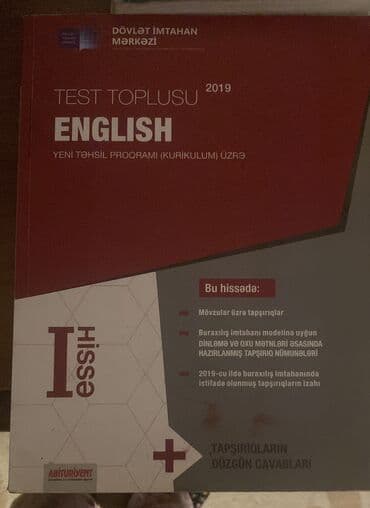 Test Toplusu – English I hissə, 2019” satilir Kitab temizdir