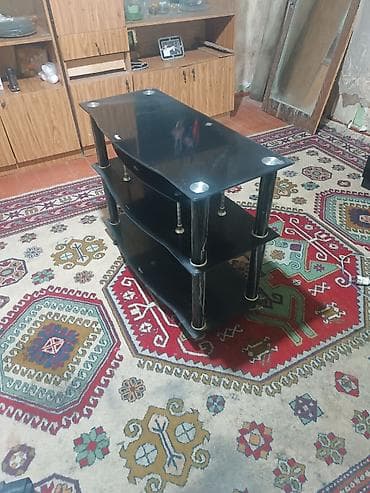 kitab refi: Düz TV altlığı, Polkalı, Şüşəli — 4