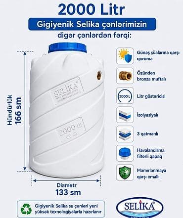 Bak, Plastik, 2000 l l, Yeni, Ünvandan götürmə, Ödənişli çatdırılma, Rayonlara çatdırılma lalafo.az -da Bak, Plastik, 2000 l l, Yeni, Ünvandan götürmə, Ödənişli çatdırılma, Rayonlara çatdırılma