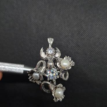 tək qaş uzuk: Üzük, Gümüş, Mirvari — 5