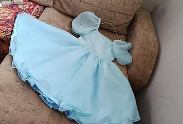 toy donları 2024: Uşaq geyimi – açıq mavi rəngdə şifon don - Model: qız uşaqları üçün — 2