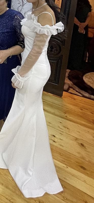 don: Ağ rəngdə zərif ziyafət/nikah geyimi (1defe geyinilib ) - Model — 5