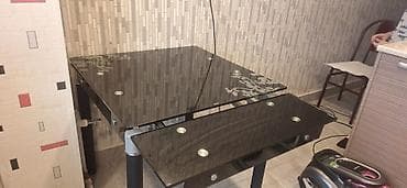 Mətbəx masası, Transformer, Şüşə, Dördbucaq masa