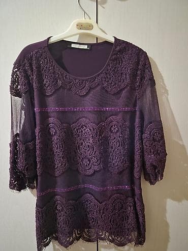 desd paltarlar: Bənövşəyi rəngdə iki hissəli ziyafət dəsti - Üst geyim: dairəvi — 1