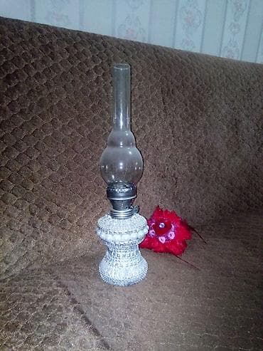Şüşə çırım və fitilli klassik kerosin lampası - Material: Şüşə bədən