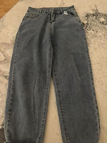 trapes salvar: Qadın üçün 3 cüt cins şalvar paketi - Tünd boz “mom/straight” kəsim — 1