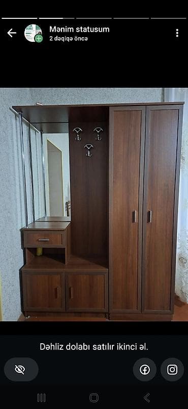 künc dolab: 2 qapılı, Güzgülü, Qəhvəyi, Digər material, Açılan, Künc dolab — 1