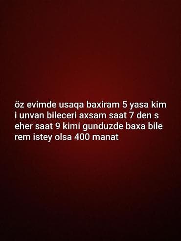 gence moskva avtobus: Xidmət: Uşaq baxımı - 5 yaşadək uşaqlara nəzarət - Öz evimdə - Ünvan — 1