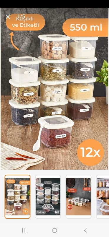 suse saxlama qablari: Erzaq saxlama qablari satilir. Yenidi. Karobkasinda. 12 ededdi. Ag — 1