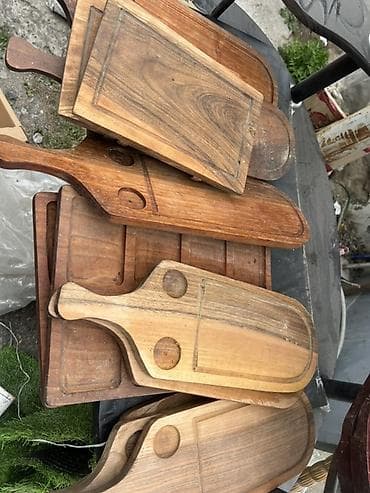 stylus pen: Taxta servis və kəsim lövhələri dəsti - Material: təbii bərk ağac — 5