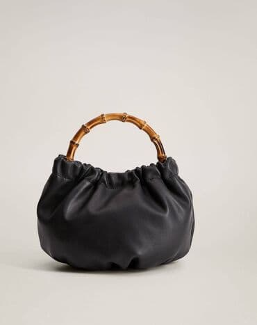 louis vuitton canta: Mango çanta.Yumuşaq materialı var.Qulp hissəsi bambukdandır — 2