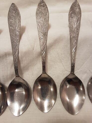 dəm qaşığı: Xörək qaşığı. 12 ədəd. - Dizayn: Dəstənin üzərində oyma bitki — 5