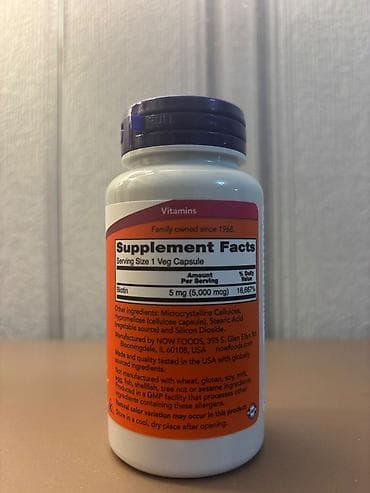 Məhsul: NOW Biotin 5,000 mcg – 60 kapsul - Biotin (vitamin B7) — 2