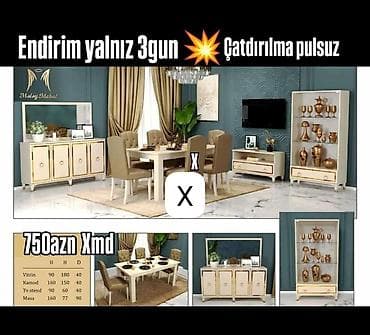 Yemək otağı dəsti – Malay Mebel dizaynı Komplekt: - Masa və 6 ədəd