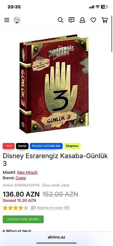 kagiz pullar: Mehsul-Esrarengiz Kasaba günlük 3 dür.Kitabın 1 ci el qiymeti 150 — 7