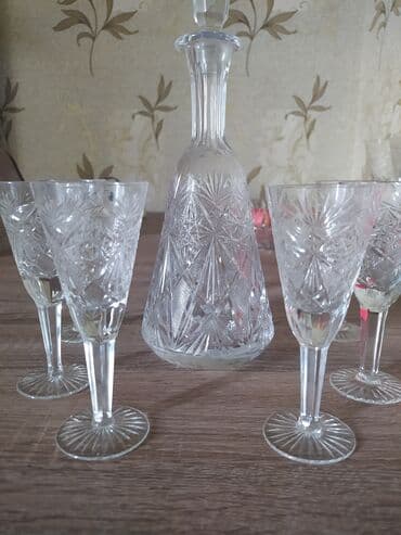 qab desti: Rümkalar, rəng - Ağ, Xrustal, 6 ədədli dəst, Çexiya — 2