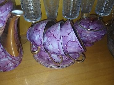 Çay dəsti, rəng - Bənövşəyi, Keramika