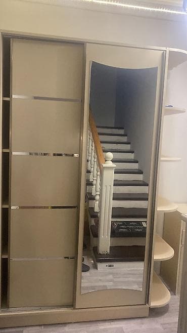 qedimi skaf: 2 qapılı, Güzgülü, Bej, Digər material, Kupe, Düz dolab — 4