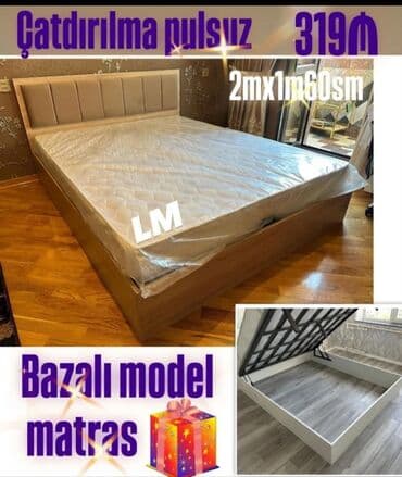 yataq 2 nəfərlik: Yeni, İkinəfərlik çarpayı, Bazalı, Matras ilə, Siyirməsiz, Azərbaycan — 1