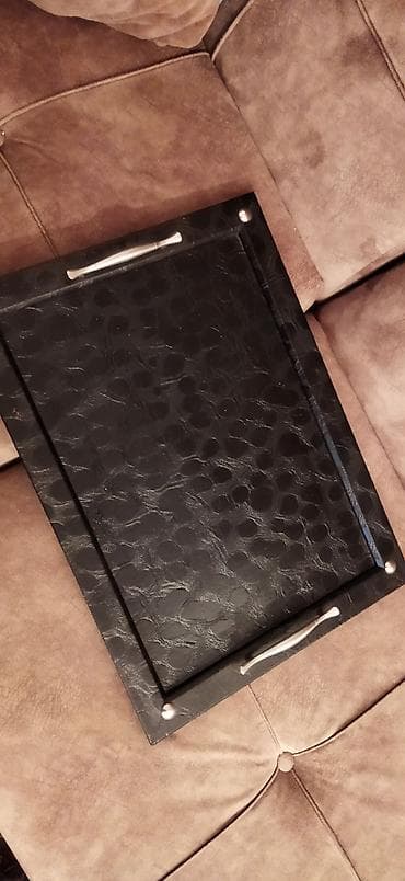 keci pendiri: Məhsul: 2 ədəd dekorativ servis boşqabı/tray seti - Rəng: qara - — 1